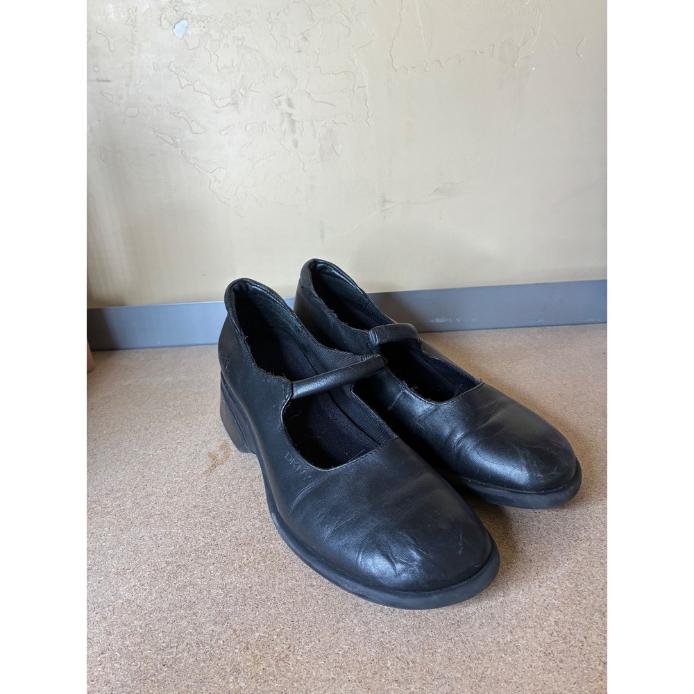 DKNY Black Leather Mary Jane Chunky Block Heel Platform Shoes Womens 7 1407